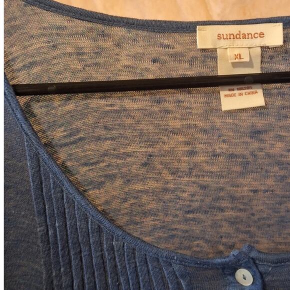 Sundance Shirt Women's XL Linen & Silk Lightweight Semi-Sheer Pintuck Tuxedo - Picture 4 of 8